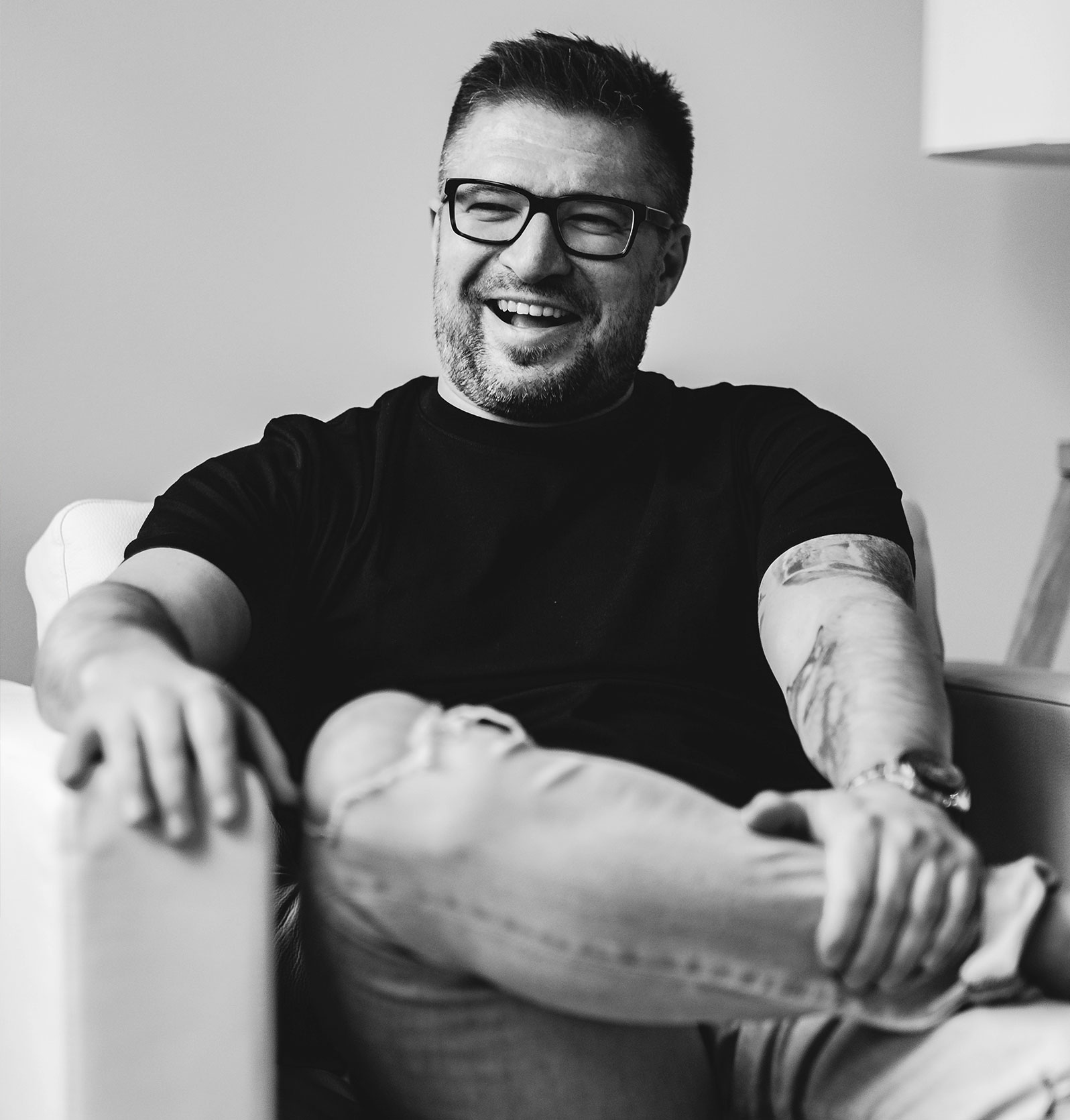 Man with Glasses Laughing Man with Glasses Laughing